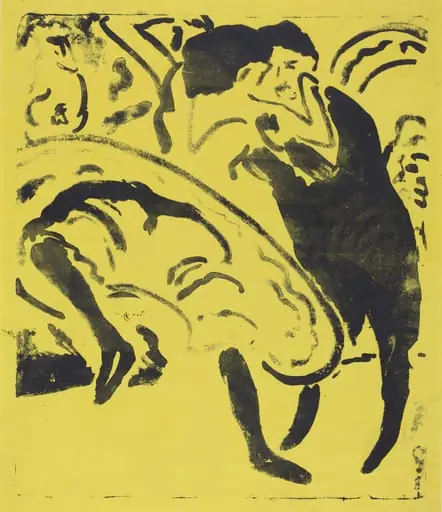 Dancing Couple (Tanzpaar), by Ernst Ludwig Kirchner, ink, 1909