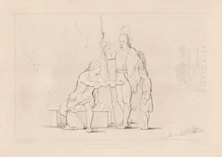 The Little Nurseling, Take Him to Thy Love, by Ferdinand Joubert, ink, 1846