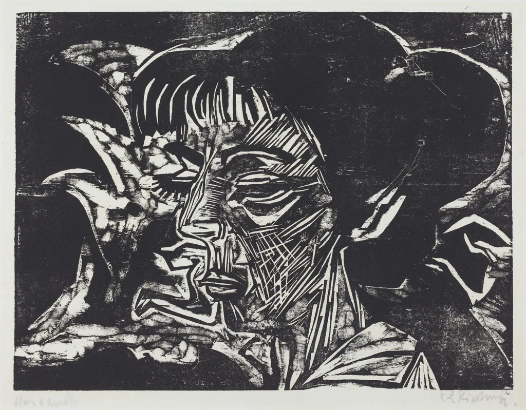 Fanny Wocke, by Ernst Ludwig Kirchner, ink, 1916