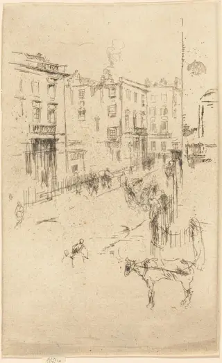 Alderney Street, by James McNeill Whistler, ink, 1880