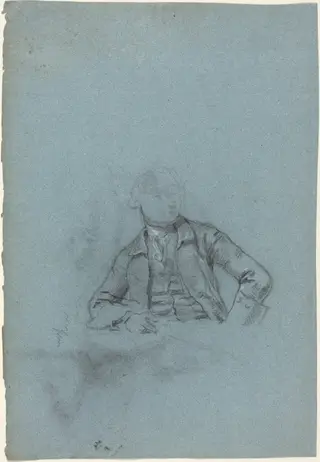 Study of a Seated Man [recto], by Allan Ramsay, chalk, 1748