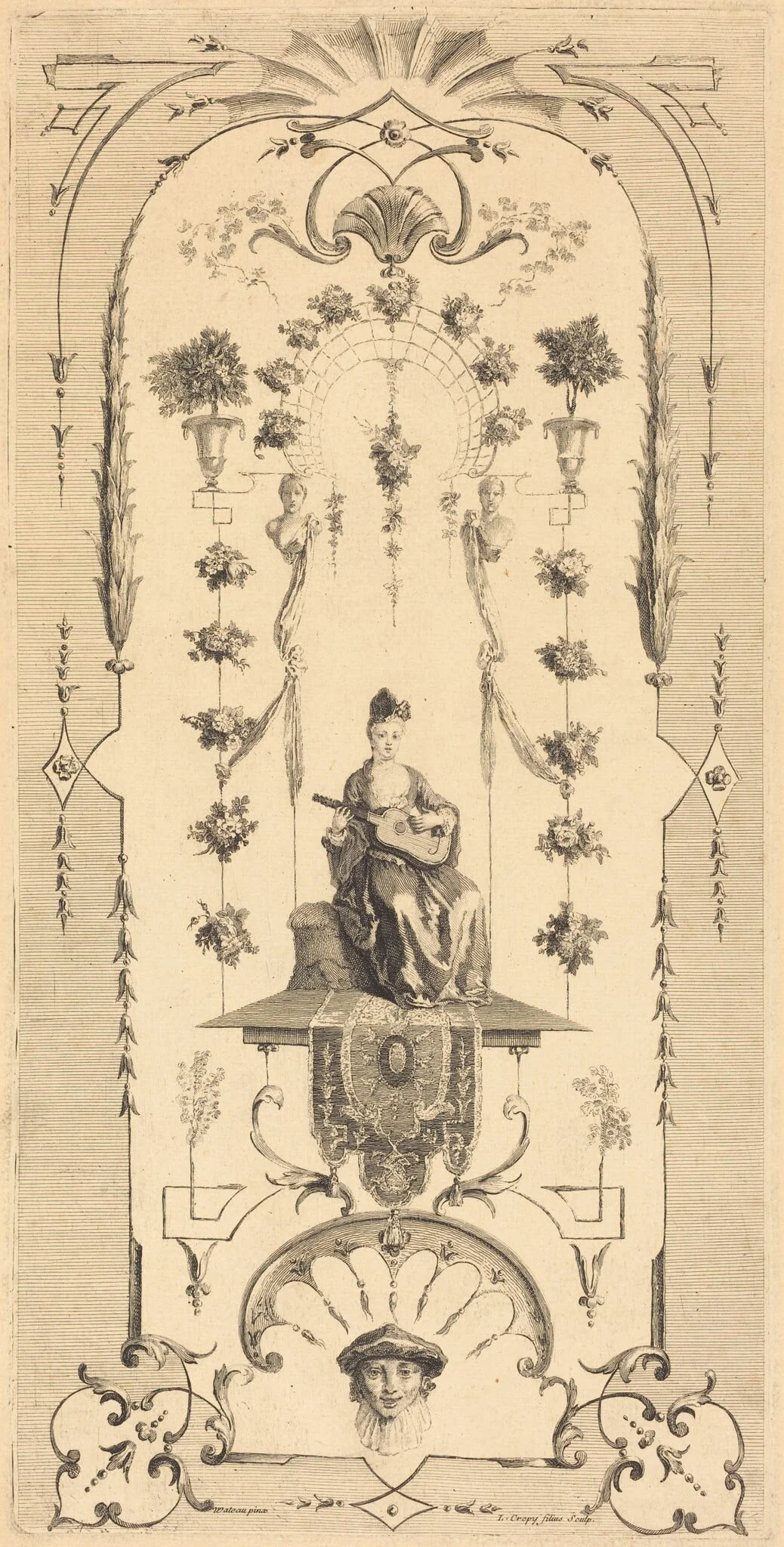 Seated Woman Playing a Guitar, detail