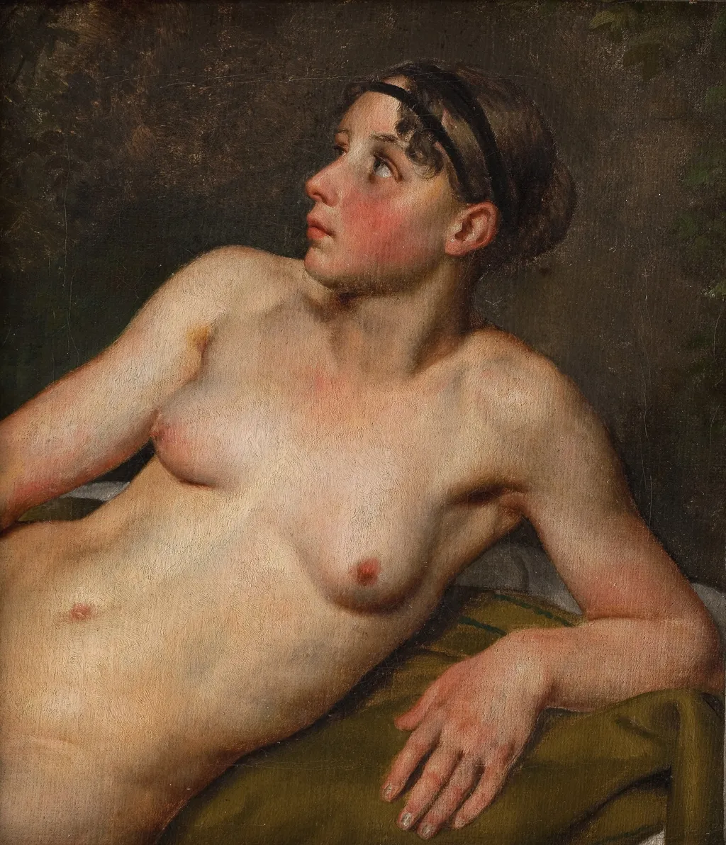 Reclining Female Nude, by Christoffer Wilhelm Eckersberg, oil, 1811
