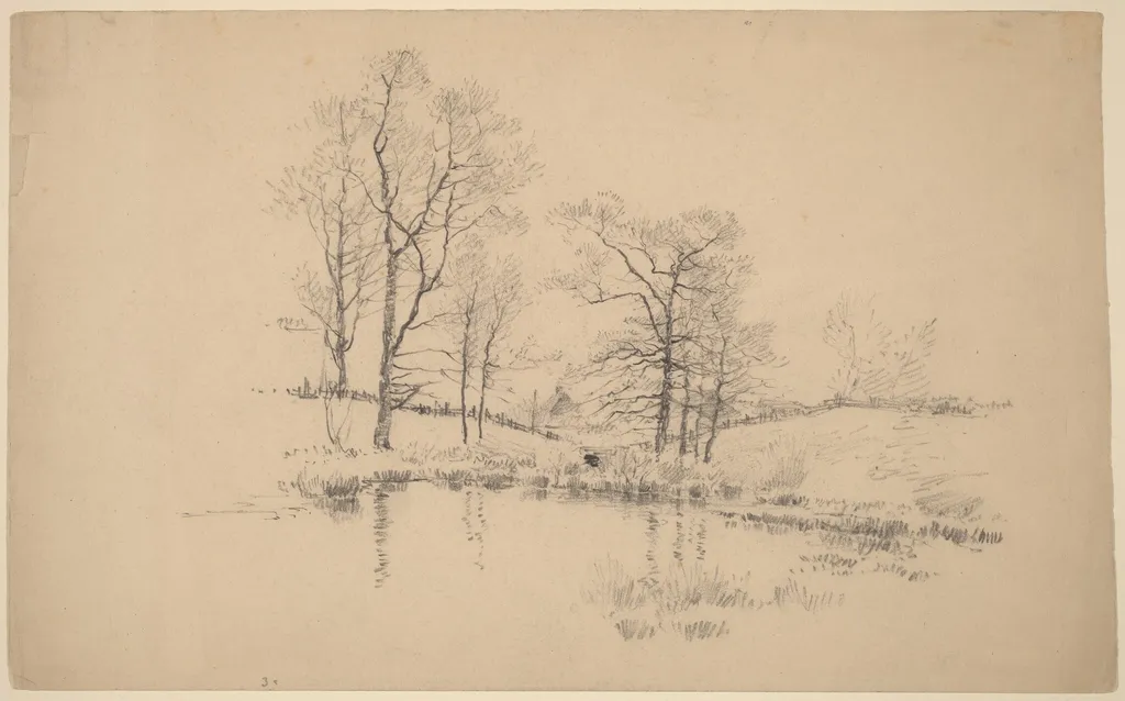 Meadow Pond, New York, by Charles Frederick William Mielatz, graphite, 1892