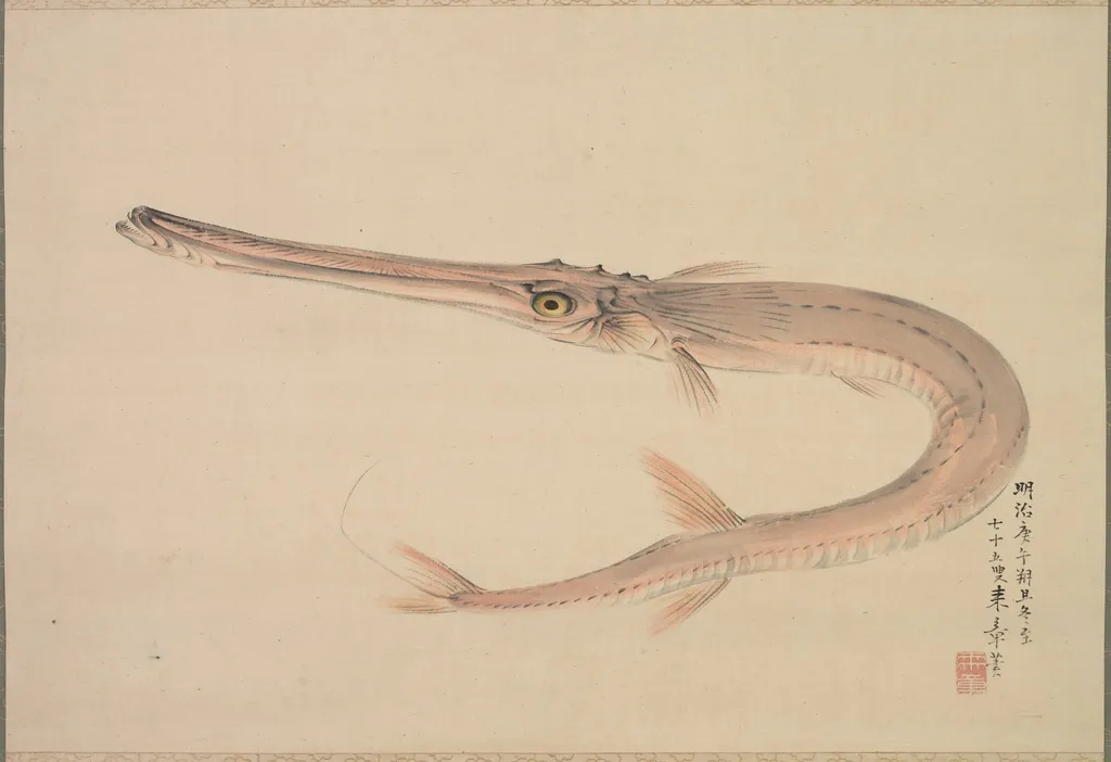 Needlefish (Yagara), by Nakajima Raishō, unspecified, 1870
