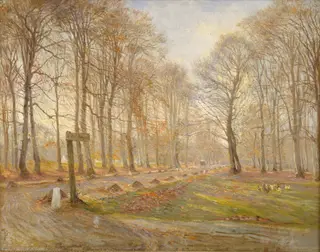 Late Autumn Day in the Jægersborg Deer Park, North of Copenhagen, by Theodor Philipsen, oil, 1894