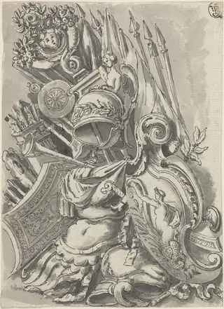 A Trophy of Arms, by Jean Lepautre, ink, 1650