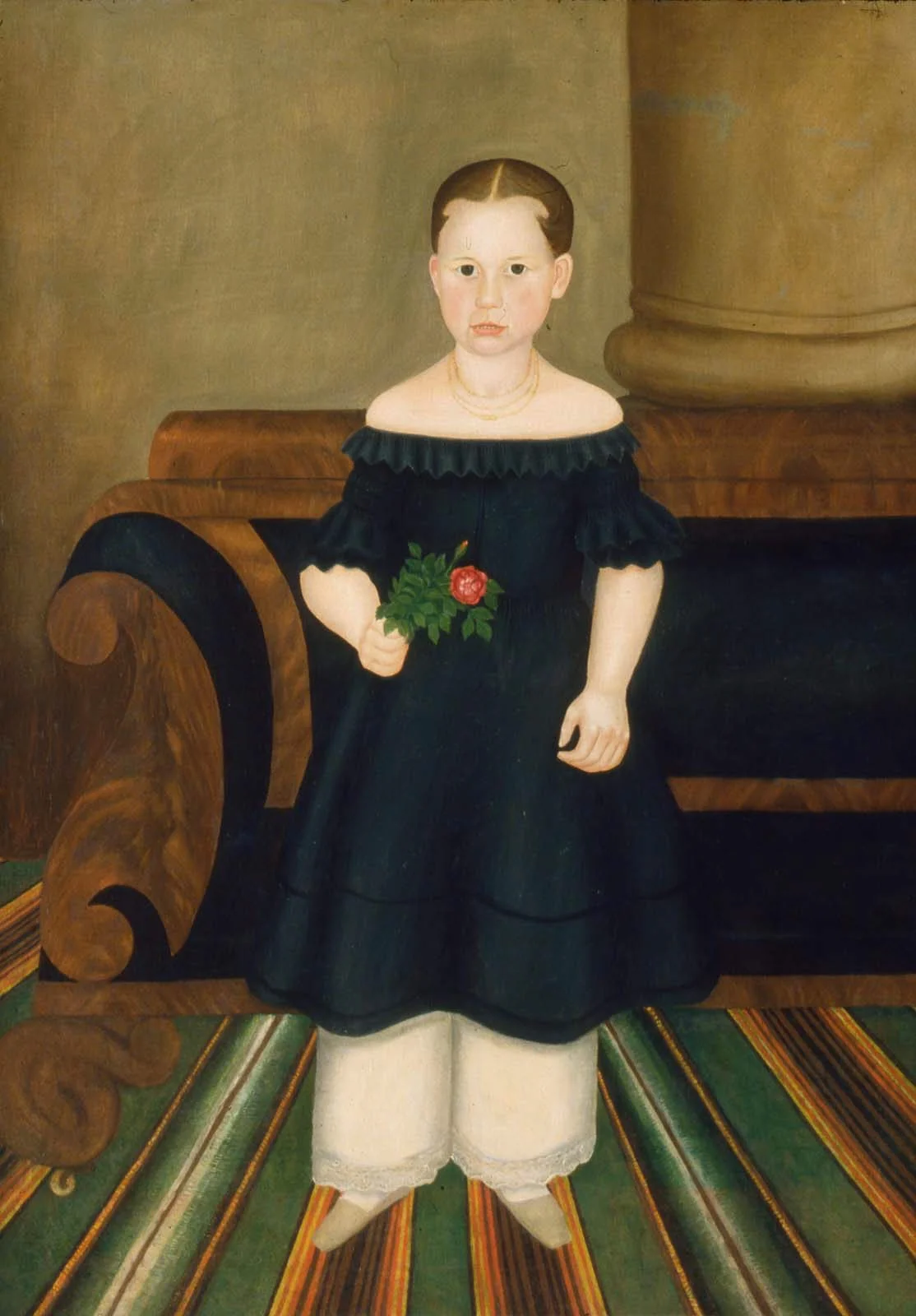 Girl in Black with Rose, detail