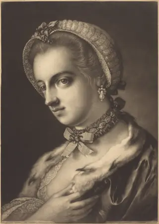 Imaginary Portrait of an English Beauty, by Thomas Frye, ink, 1762