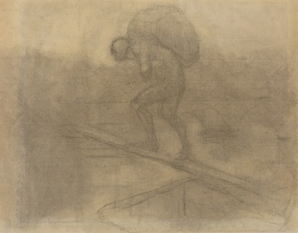 Man Carrying a Sack, by Honoré Daumier, charcoal, 1844