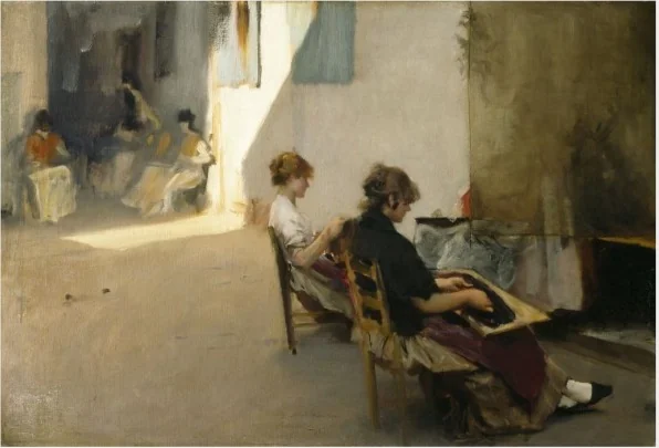 The Bead-stringers of Venice, detail