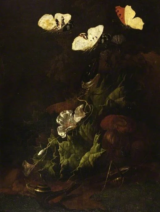 A thistle with snakes and butterflies, detail