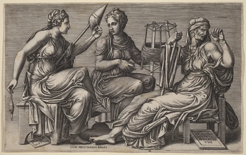 The Three Fates, by Giorgio Ghisi, ink, 1558