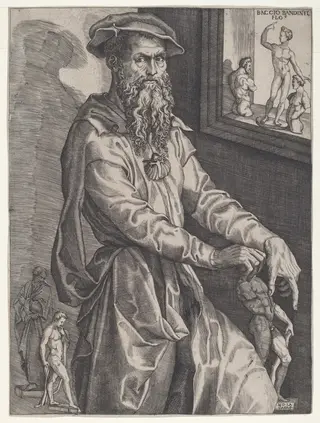 Baccio Bandinelli, by Nicolò della Casa, ink, 1544