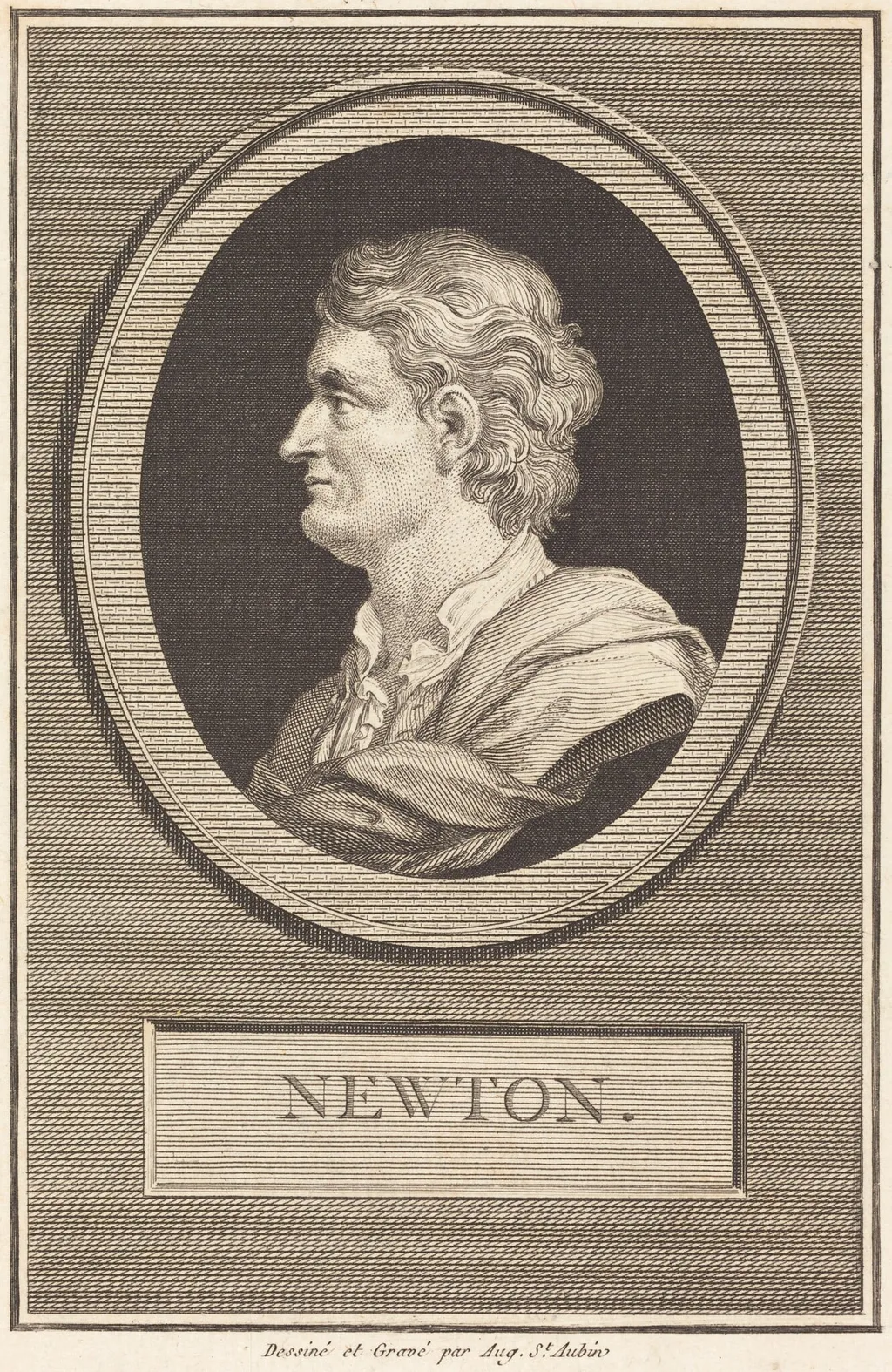 Isaac Newton, by Augustin de Saint-Aubin, ink, 1801