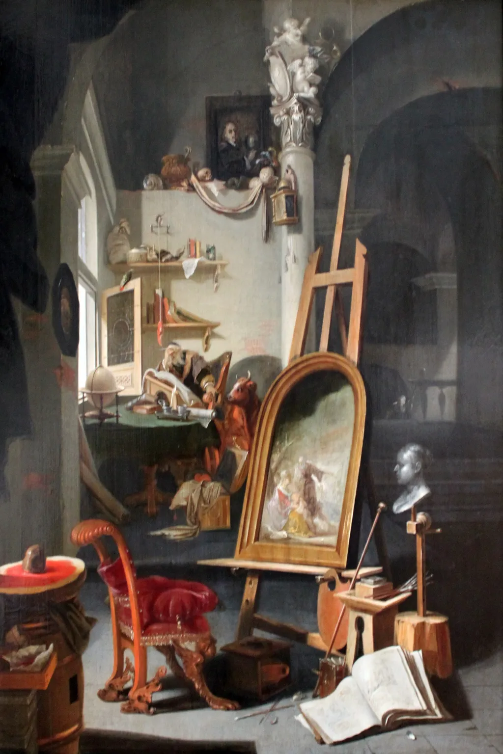 The Workshop of the Evangelist Luke, by Karel Slabbaert, oil, 1649