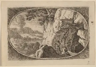 Man and Woman at the Mouth of a Cave, by Herman van Swanevelt, ink, 1628