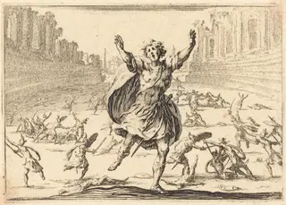 Skirmish in a Roman Circus, by Jacques Callot, ink, 1617