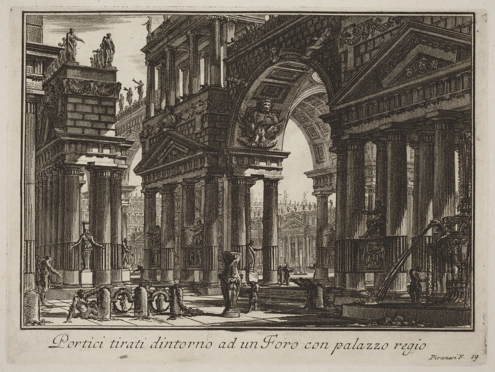 Portici tirati dintorno ad un Foro con palazzo regio, detail