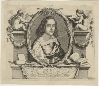 Edward Cocker, Arithmetician and Writing Master, by Robert Gaywood, ink, 1655