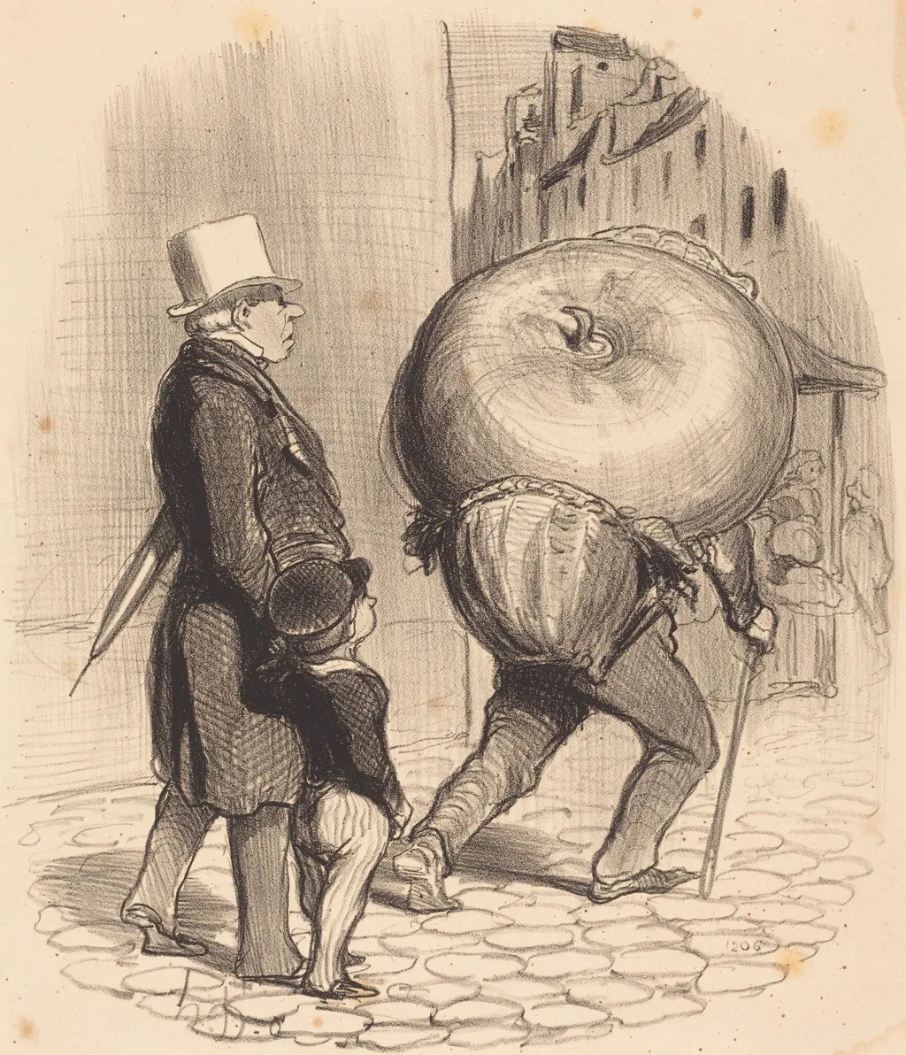 Une Leçon de botanique, by Honoré Daumier, ink, 1852