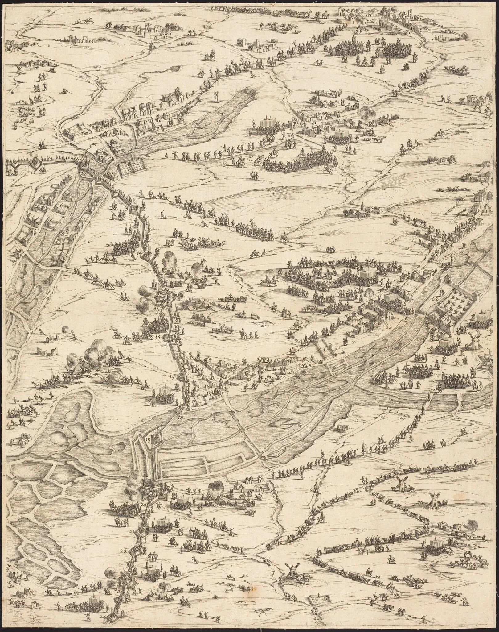 The Siege of La Rochelle [plate 7 of 16; set comprises 1952.8.97-112], detail