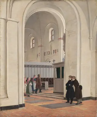 The Interior of St Bendt's Church at Ringsted, by Constantin Hansen, oil, 1829