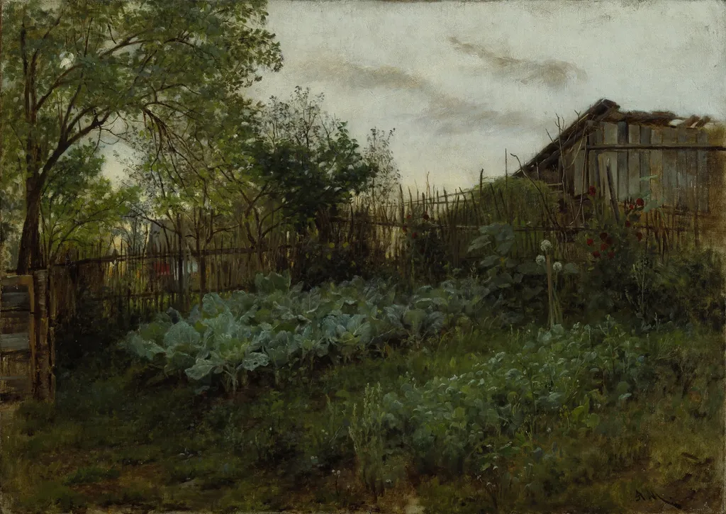 The Back Garden, by Adolph von Menzel, oil, 1850