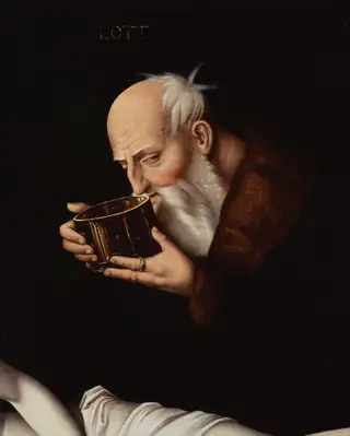 Lot drinking (Berlin fragment), by Hans Baldung Grien, paint, 1532