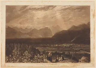 Chain of Alps from Grenoble to Chamberi, by William Say, ink, 1812