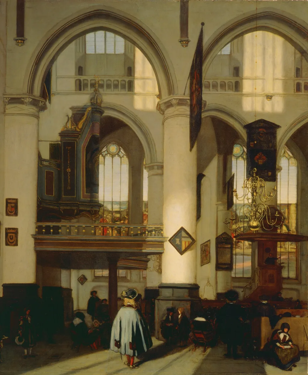 Interior of the Oude Kerk in Amsterdam, by Emanuel de Witte, oil