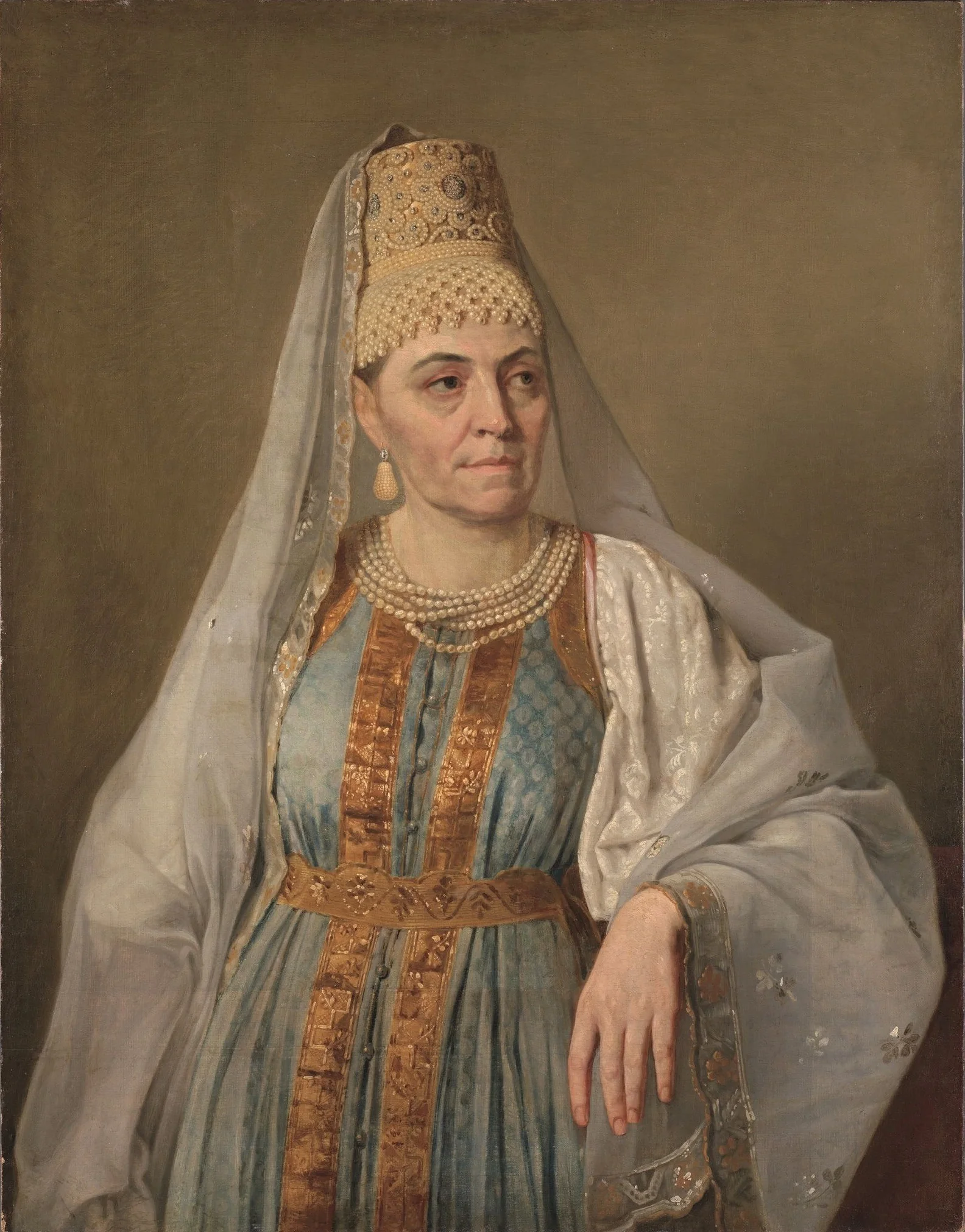 Портрет М.А. Венециановой в русском наряде, detail