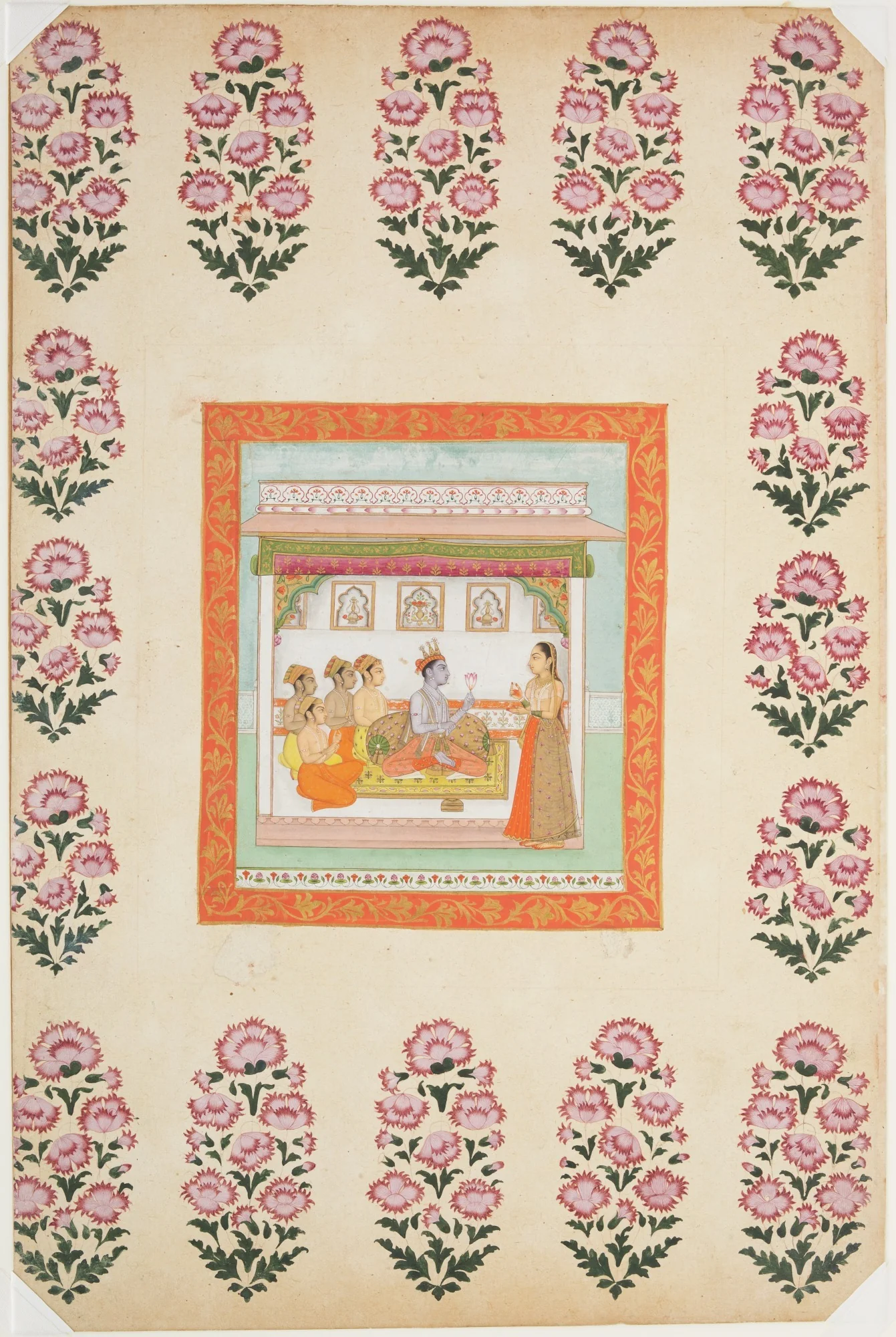 Krishna Awaiting Radha in a Palace, detail