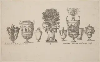 Fantastic Vases, by Stefano Della Bella, ink, 1646