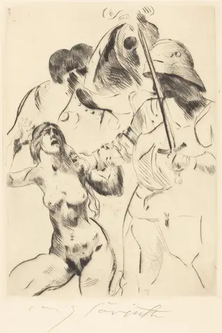 Frauenraub III (Abduction III), by Lovis Corinth, ink, 1914
