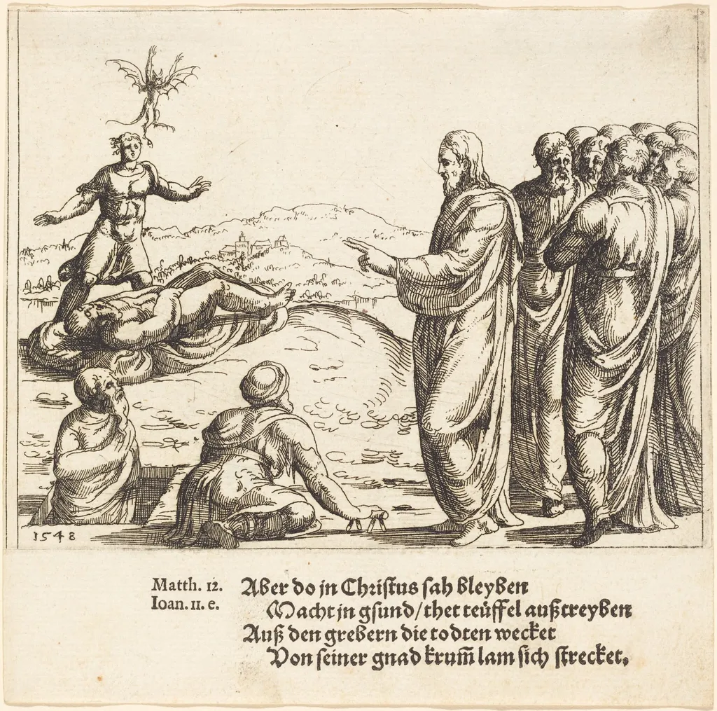 Christ Heals a Blind and Dumb Demoniac, by Augustin Hirschvogel, ink, 1548
