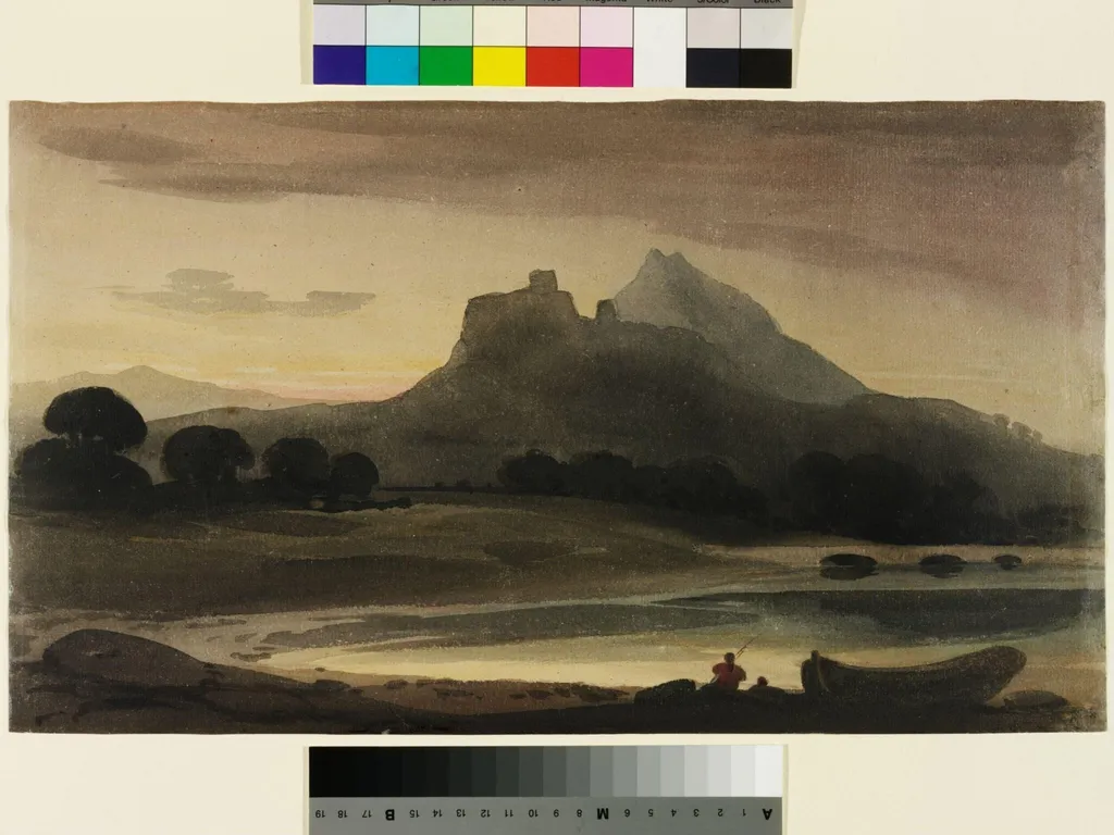 Mountainous Landscape : Afterglow, by John Varley, watercolor