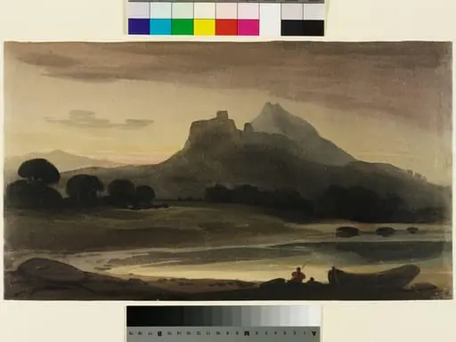 Mountainous Landscape : Afterglow, by John Varley, watercolor