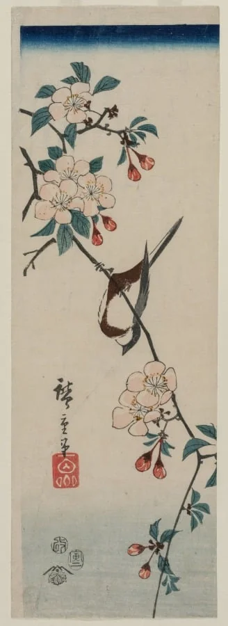 Small Bird (Swallow ?) on Cherry Branch, detail