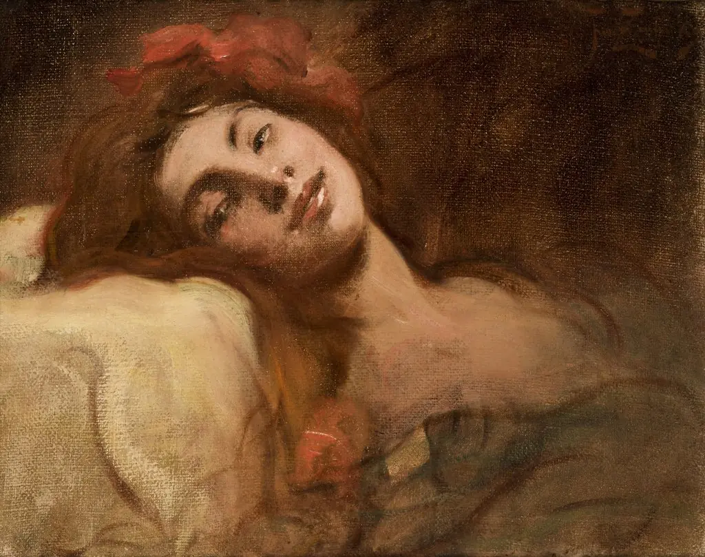 Study of a Female Head, by Franciszek Żmurko, oil, 1900