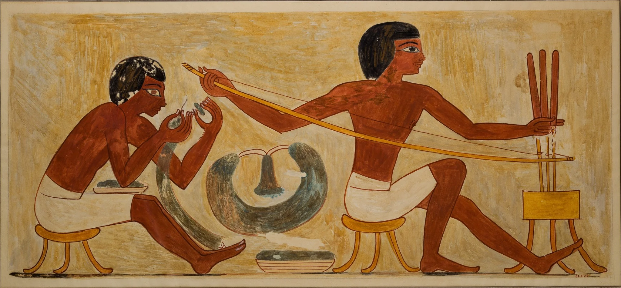 Stringing and Drilling Beads, Tomb of Rekhmire, detail