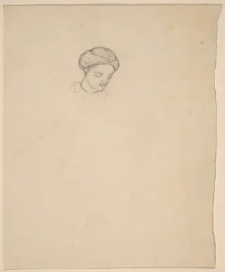 Study of a Girl's Head, by Elihu Vedder, graphite, 1858