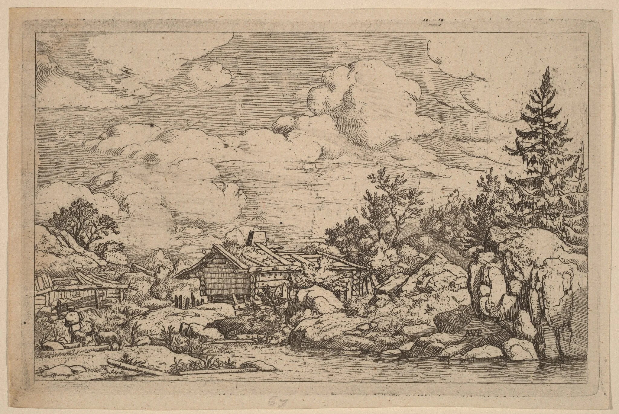 Three Goats at the River, detail