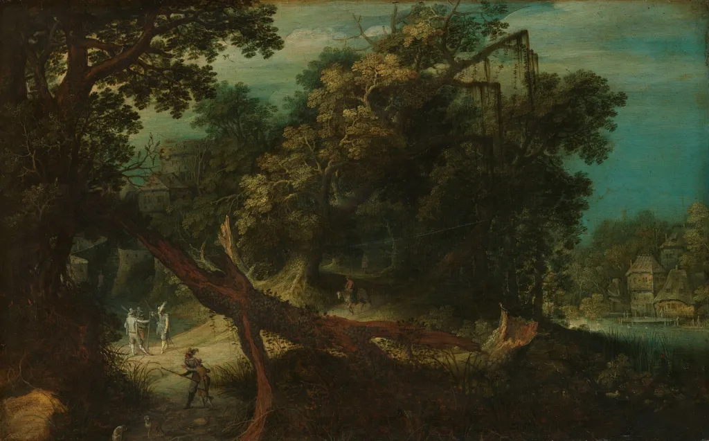 Mountainous landscape, by Adriaen van Stalbemt, oil, 1620