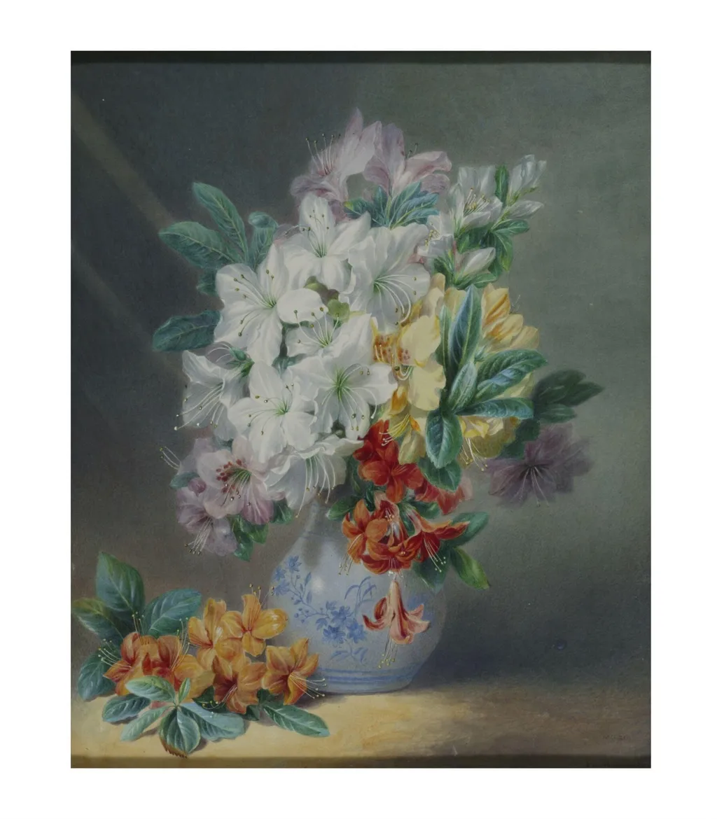 Azaleas, by Valentine Bartholomew, watercolor, 1840