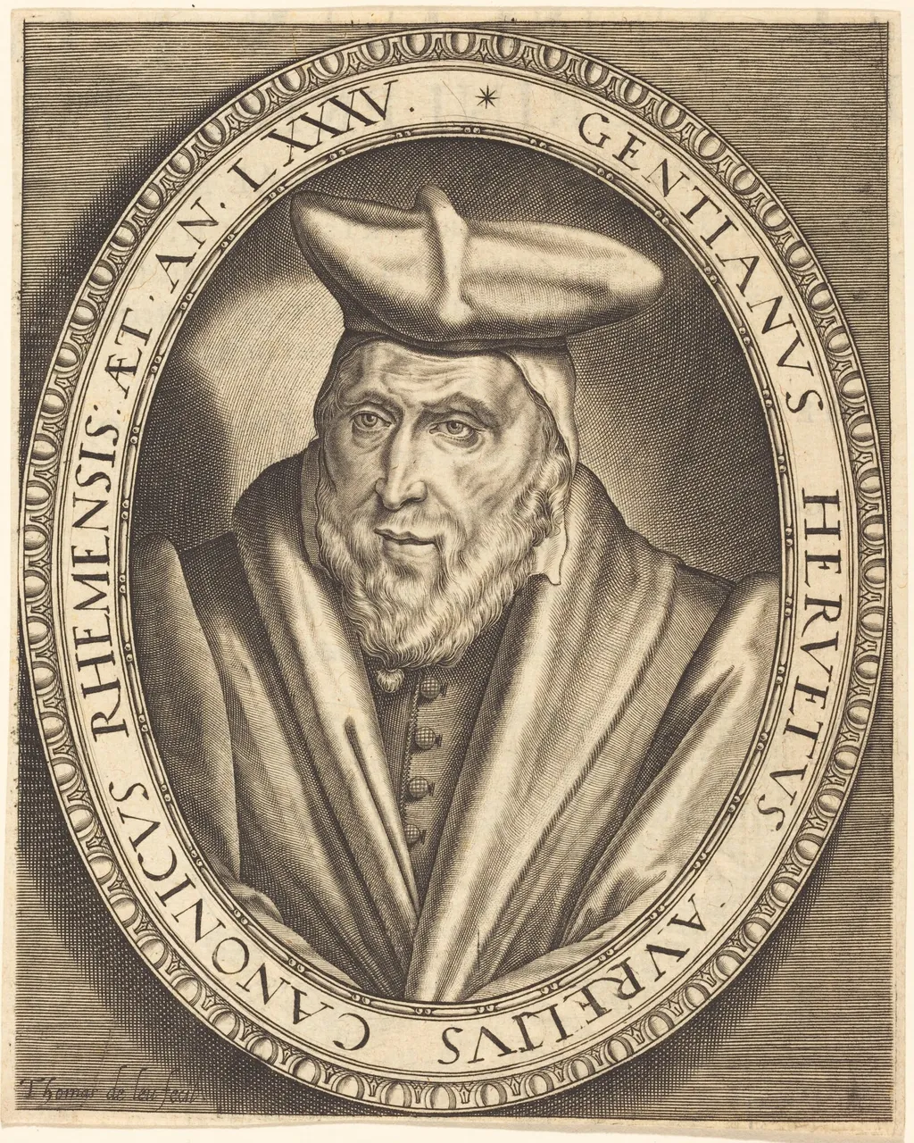 Gentien Hervet, Canon of Reims, by Thomas de Leu, ink, 1590