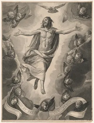 The Ascension of Christ, by Cornelis Visscher, ink, 1654