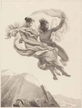 Zephyr and Psyche, by Pierre Claude François Delorme, crayon, 1820