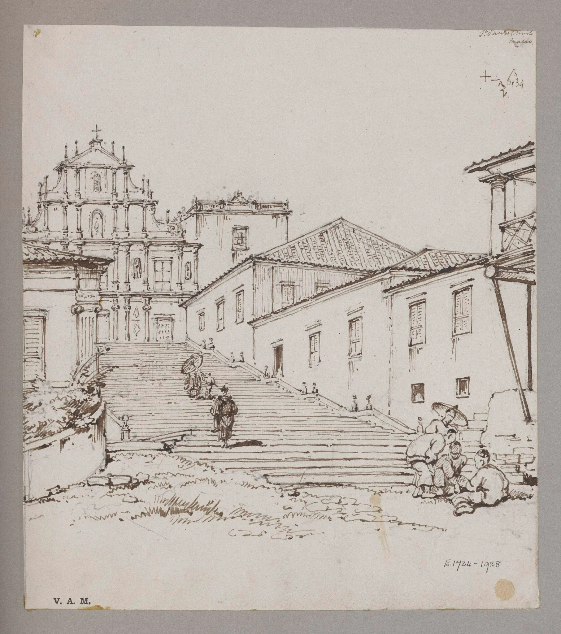 St. Paul's Church, Macao, before it was burnt down, and part of Mr. Turner's house, detail