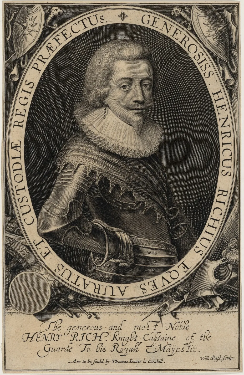 Henry Rich, First Earl of Holland, by Willem de Passe, ink, 1618